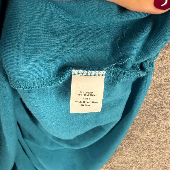 New Woman Within Polo Shirt Women L Large Blue Button Up Collared Short Sleeve - Picture 6 of 9